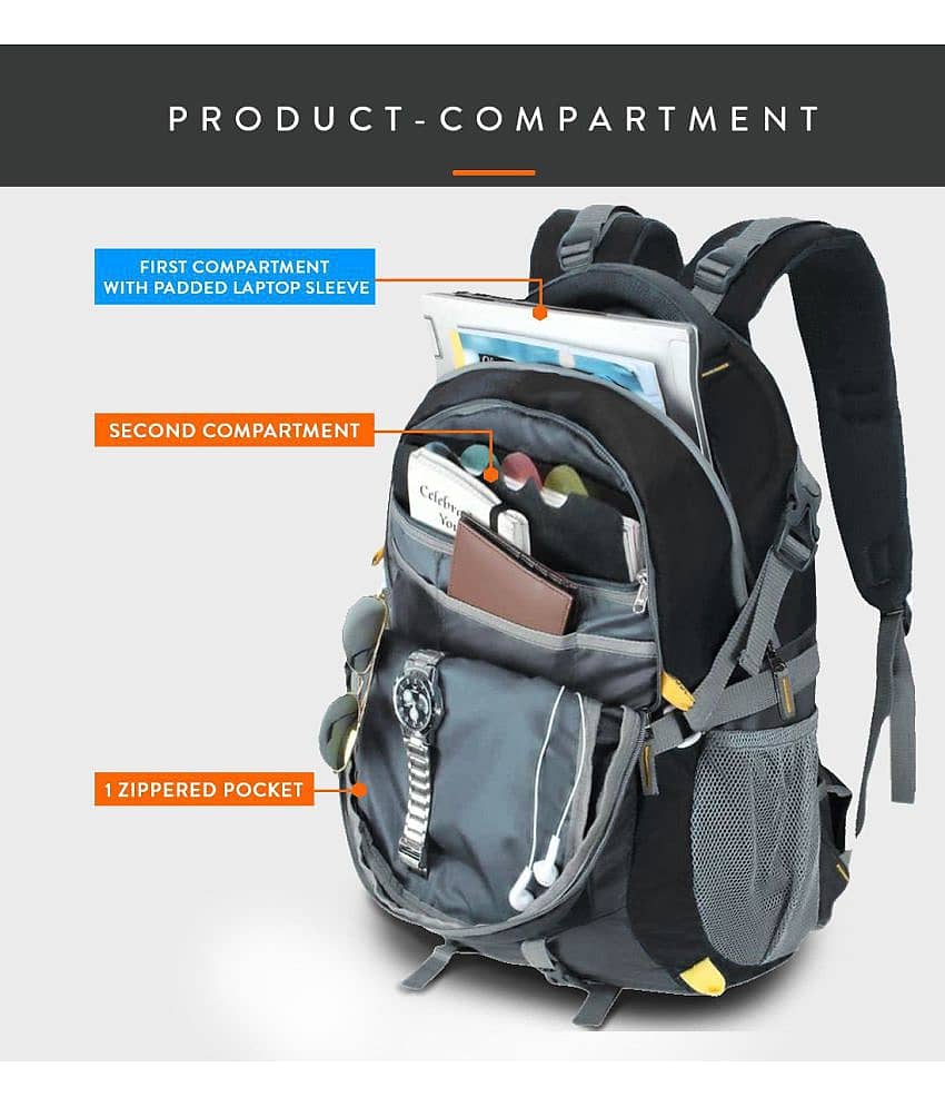 Lunar's 50 Ltrs Black Backpack view 2