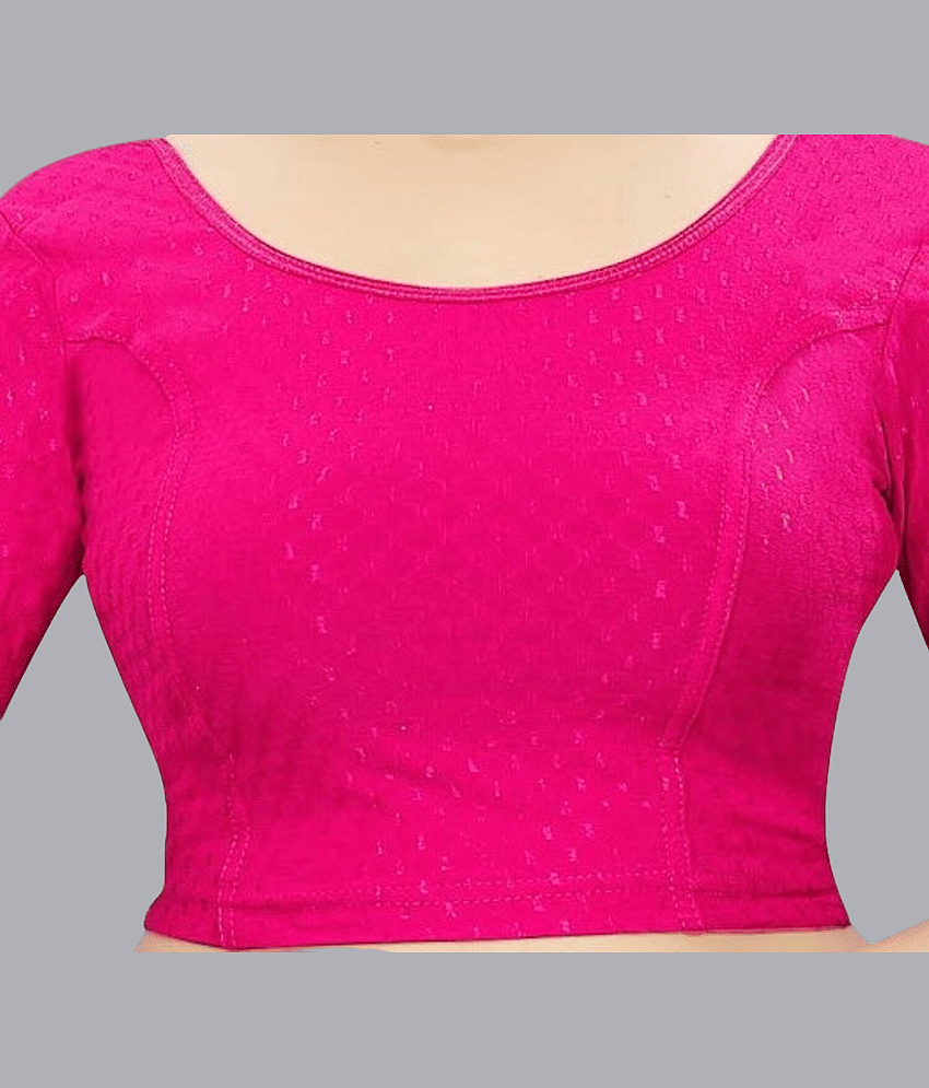 Bulbul Pink Readymade without Pad Lycra Women's Blouse ( Pack of 1 ) view 2