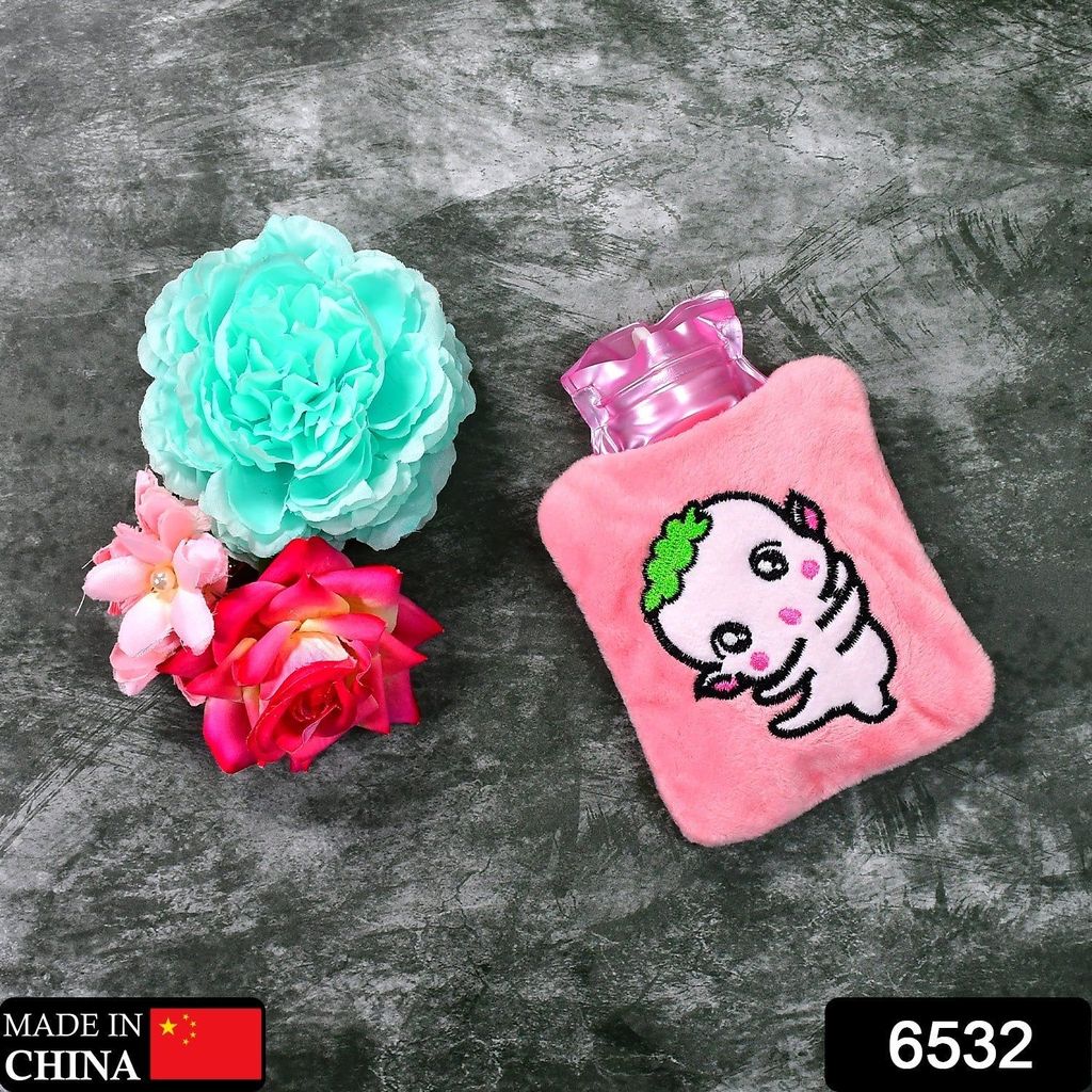 Pink Cartoon Small Hot Water Bag with Cover for Pain Relief view 2