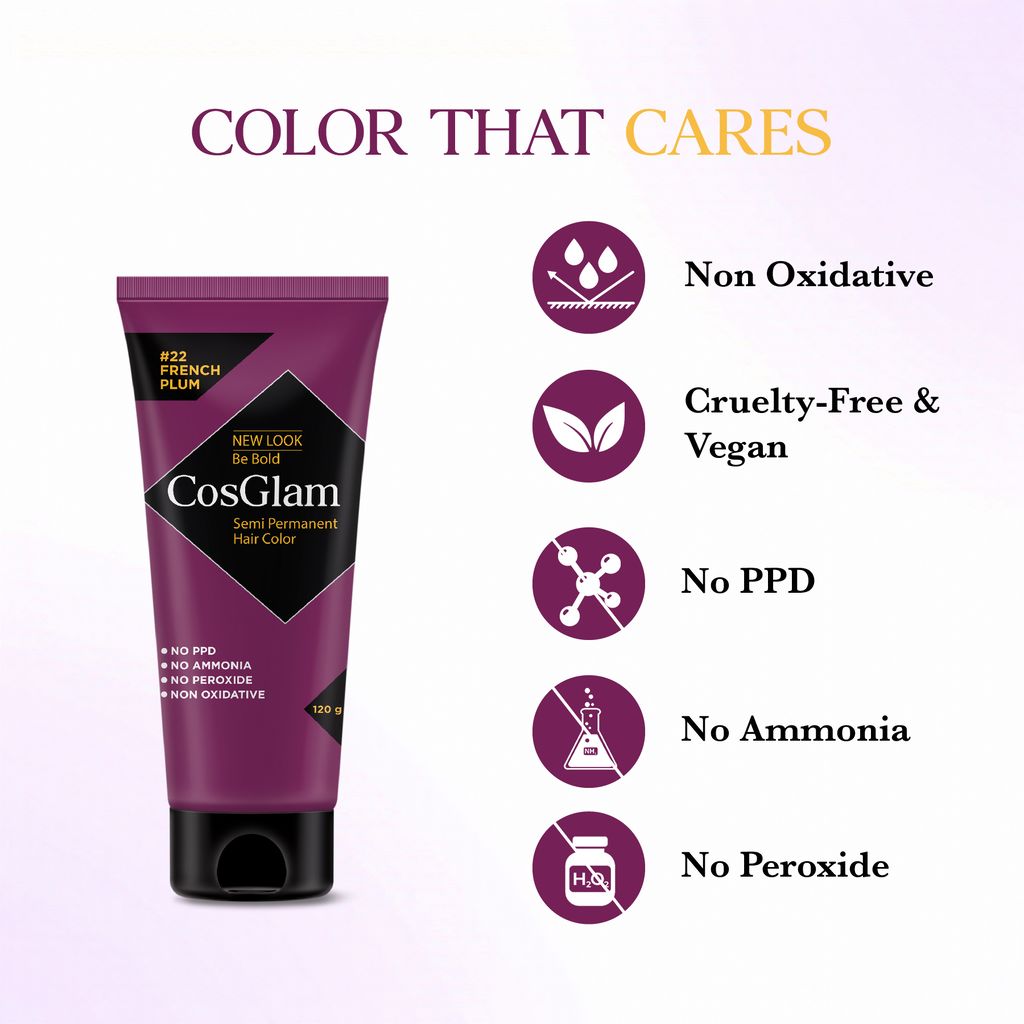 COSGLAM Semi Permanent Hair Color French Plum 120g and Hair Highlighter Kit 115g, Highlights Hair Dye view 2