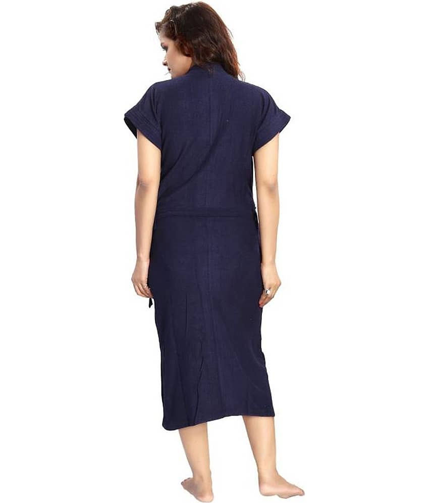 Poorak Blue Free Size Bathrobe ( Pack of 1 ) view 2