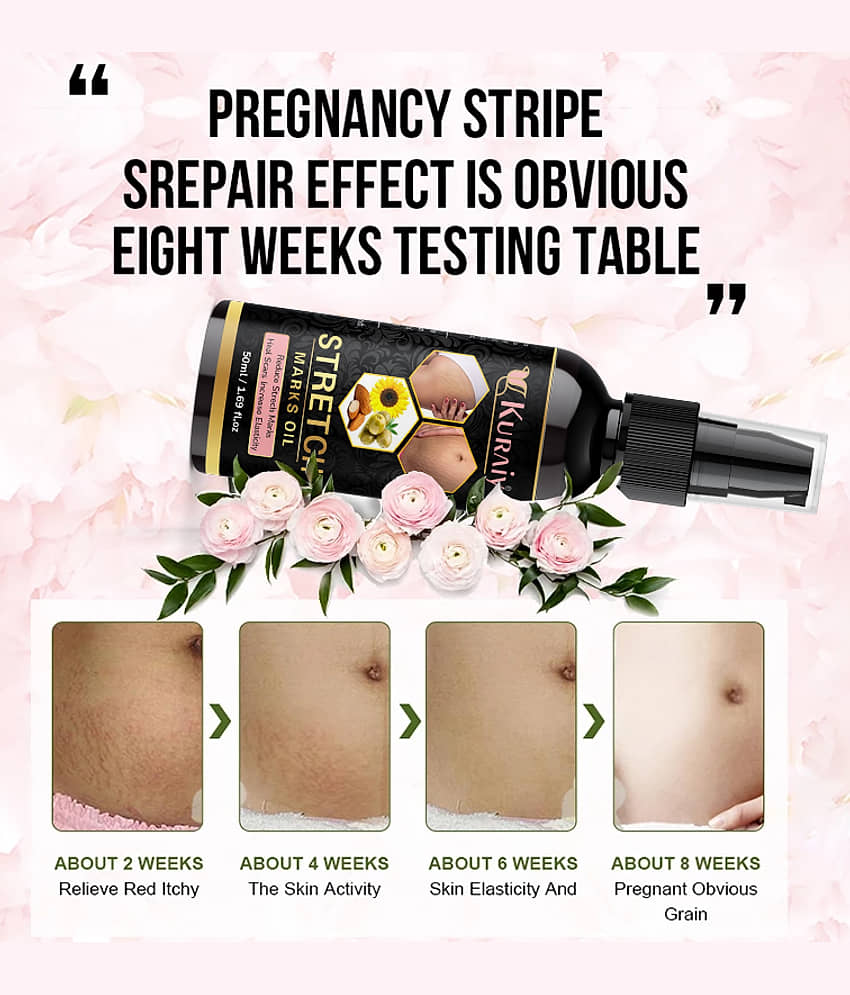 Kuraiy stretch Oil for Stretch Marks Removal Post Pregnancy stretch mark cream oil (50 ml)Pack of 2 view 2