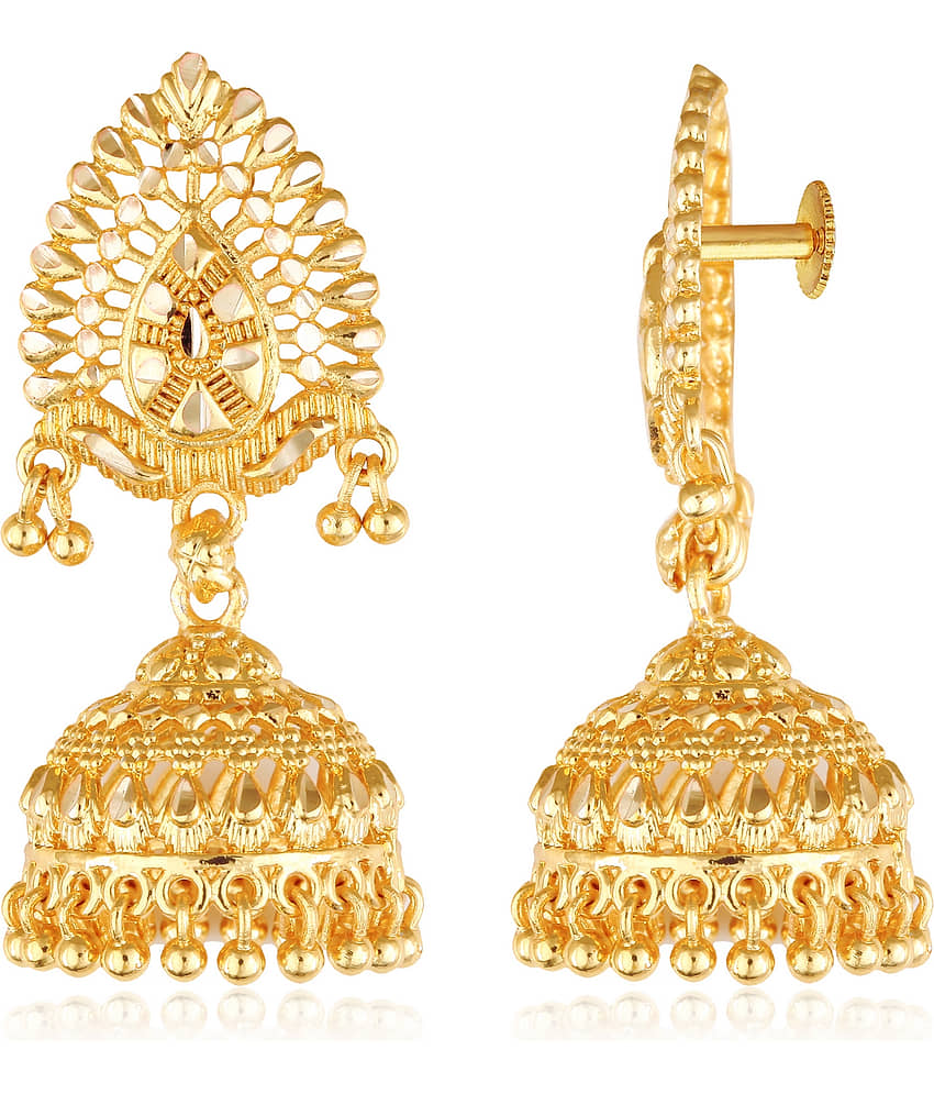 Vighnaharta South Screw back alloy Gold plated Jhumki, Jhumka, Jhumkas, Jhumki Earring for Women and Girls[VFJ1487ERG] view 2