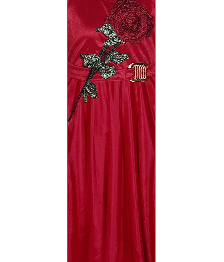 9stiches - Red Lycra Baby Girl Frock ( Pack of 1 ) view 2