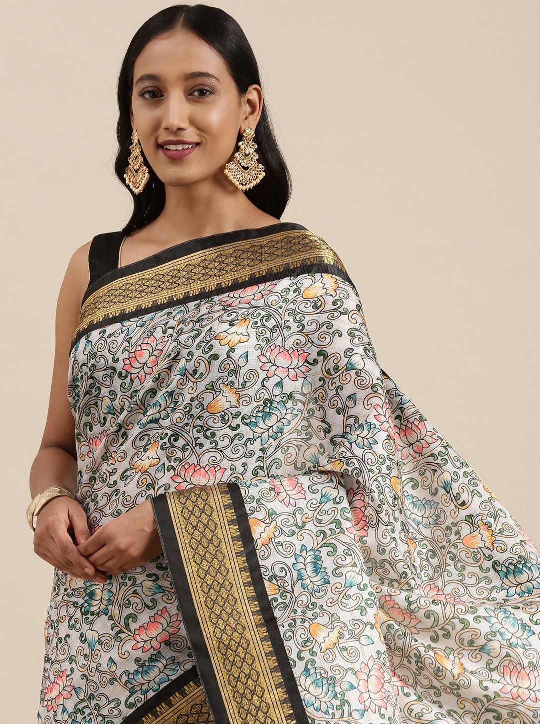 Yavira silk Women's Multi Printed Silk Blend Saree view 2