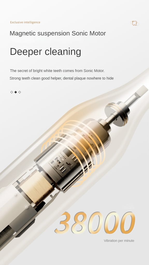 AUSHA Sonic Electric Toothbrush for Adults | 38,000 Strokes/Min | 5 Brushing Modes | USB Rechargeable | IPX7 Waterproof | 3 Brush Heads view 2