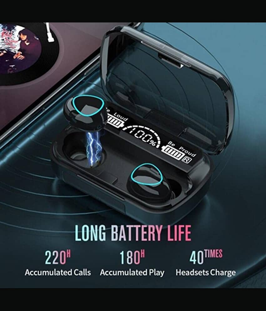 LOUDPORIUM M10 TWS Wireless Earphone In-the-ear Bluetooth Headset with Upto 3h Talktime Deep Bass - Black view 2