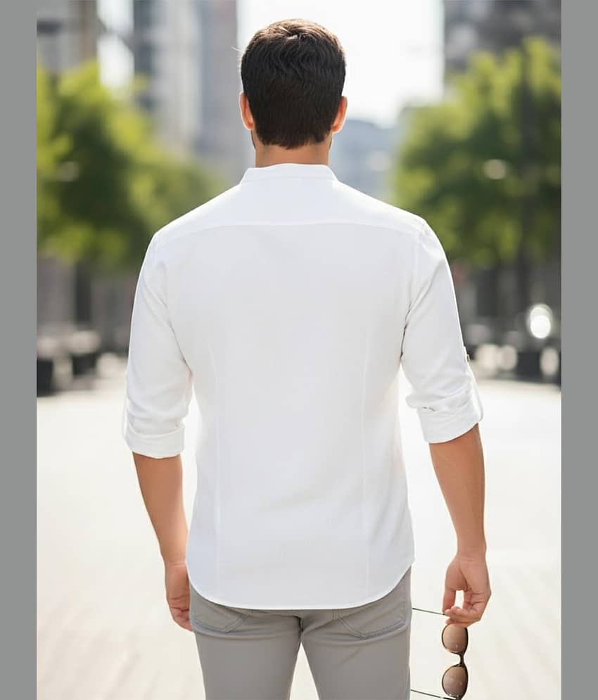 UNI VIBE Cotton Blend Plain Shirt Style Kurta For Men ( White ) view 2