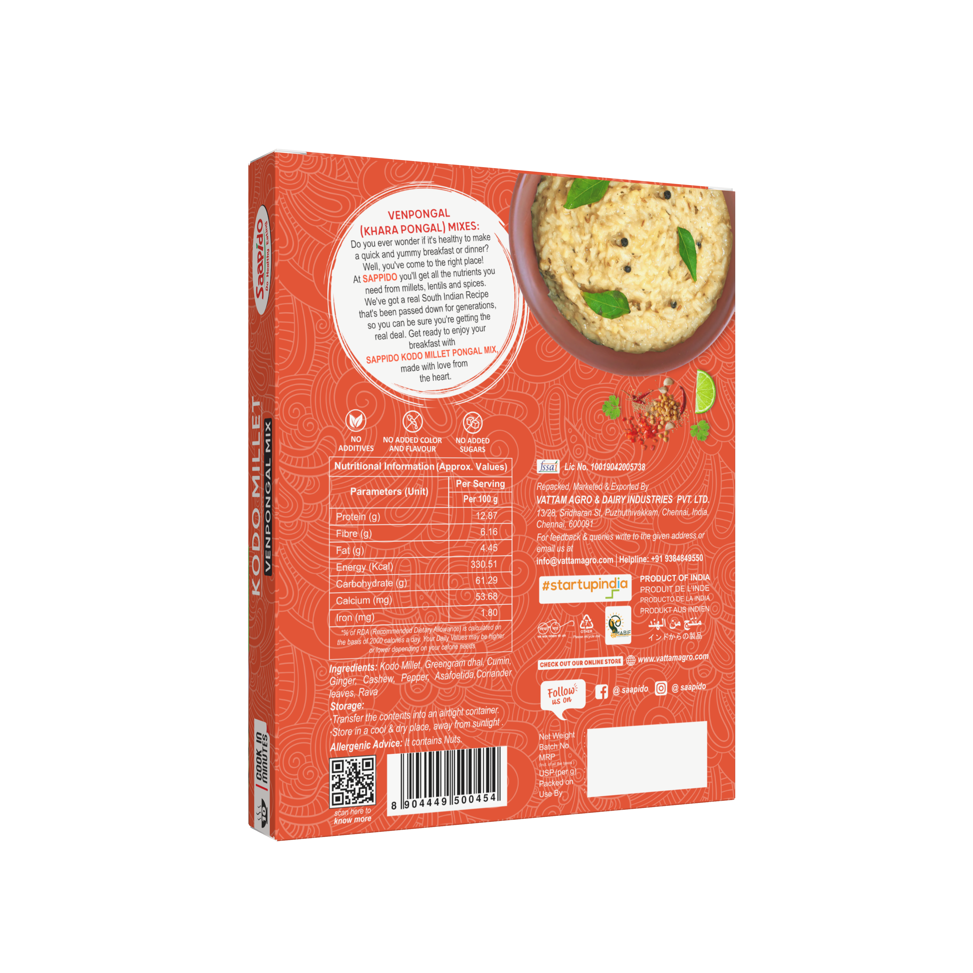 Saapido Kodo Millet Venpongal Mix 250 g view 2