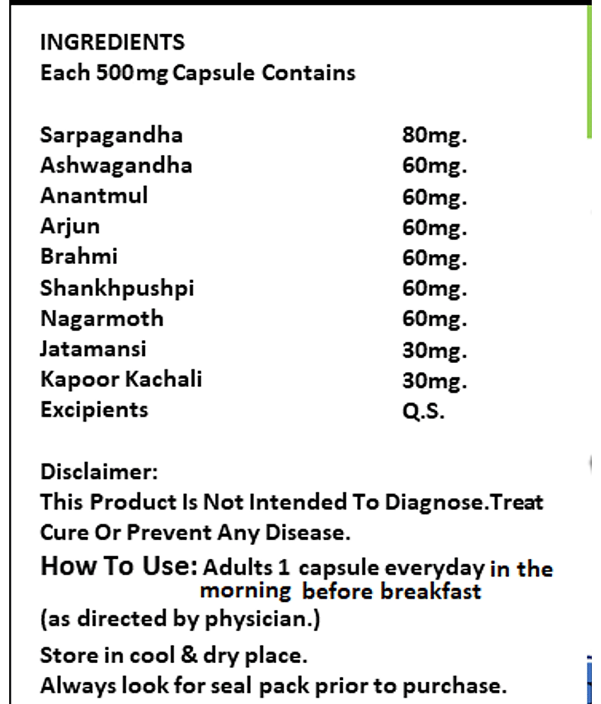Health Ayurveda Bp Control Plus | Ayurvedic Bp Control Capsule 30 No.S Pack of 1 view 2