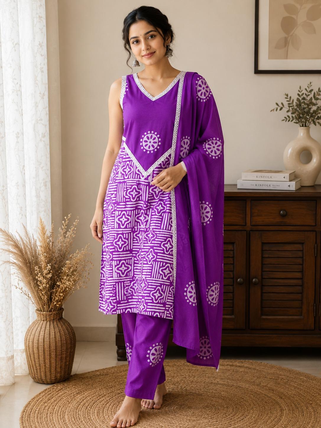 Cotton 3-Piece Kurti Set view 2
