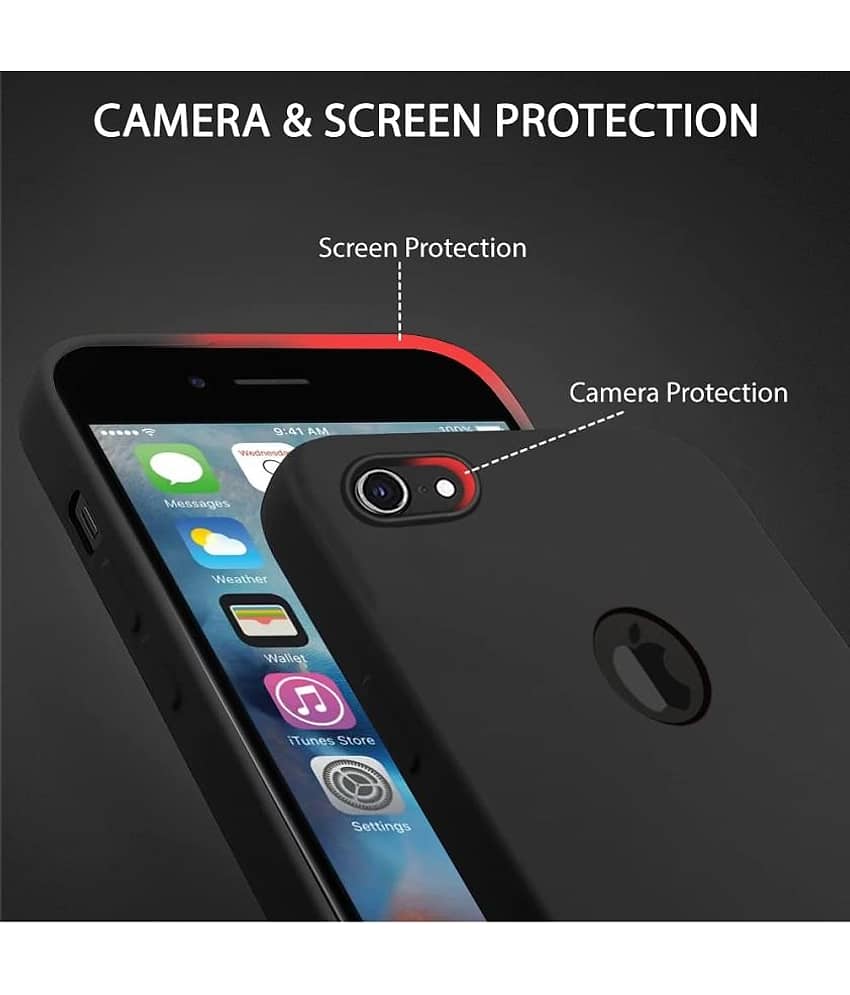 Spectacular Ace - Black Silicon Plain Cases Compatible For Apple iPhone 6S ( Pack of 1 ) view 2