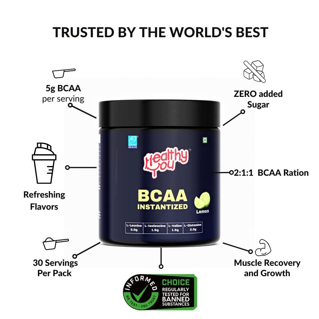 Healthy You BCAA I Pre, Post and Intra-Workout I 5g BCAA and 4g Glutamine per serving I Leucine, Isoleucine and Valine 2:1:1 ratio I 30 servings, 300g view 2