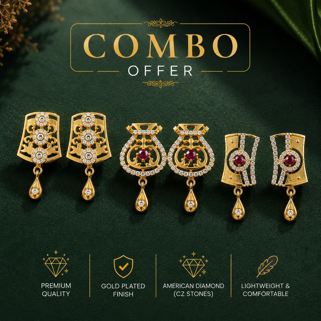 Micro gold plated Daily use AD stone Earrings view 2