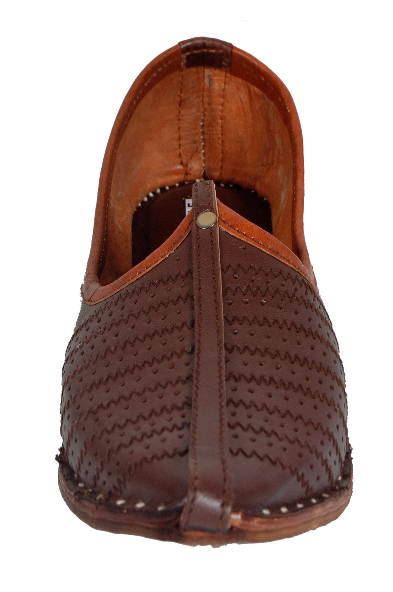 C Stvle Moiari Men's Traditional Rajasthani Men's Genuine Leather Jutti, Mojari (Dark Brown, view 2