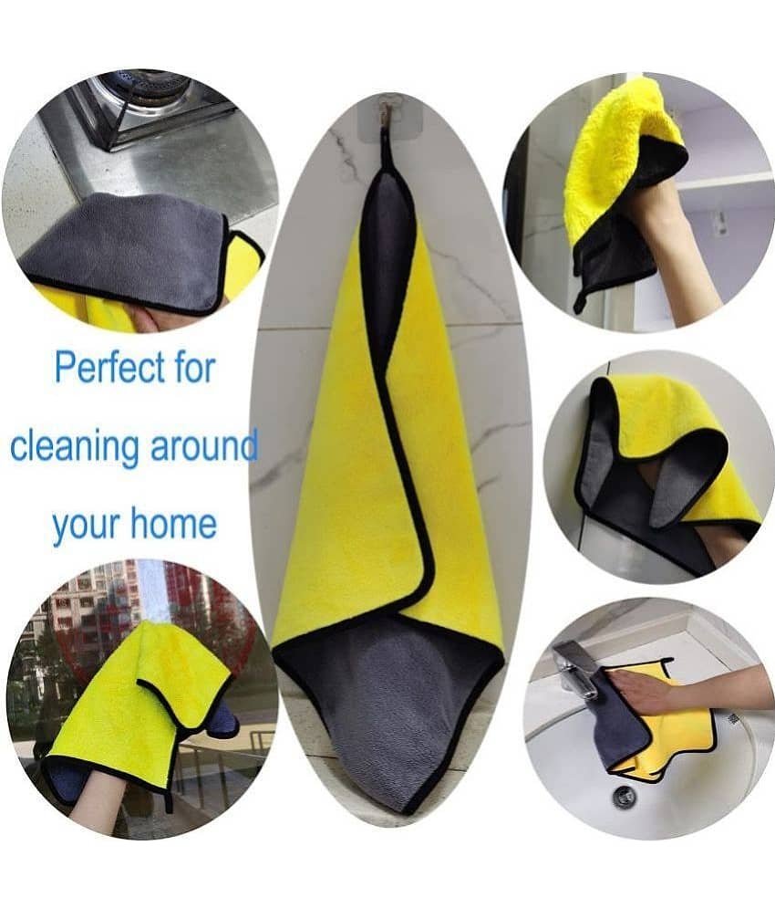 Auto Hub Yellow 800 GSM Microfiber Cloth For Automobile ( Pack of 5 ) view 2