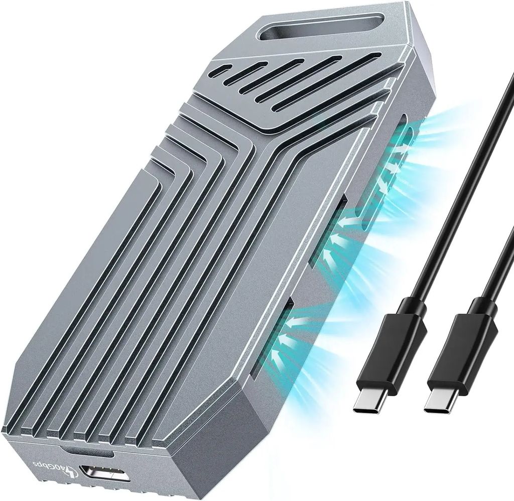 Aaryonics 40Gbps M.2 NVMe SSD Enclosure with Cooling Fan, TBE40Pro for M1/M2 Pro/Max, Compatible with USB4/3.2/3.1/3.0/2.0, SSD Size 2280 B+M M-Key, Upgrade Your MacBook Storage with Aaryonics 40Gbps SSD Enclosure, AN-TBE40PRO