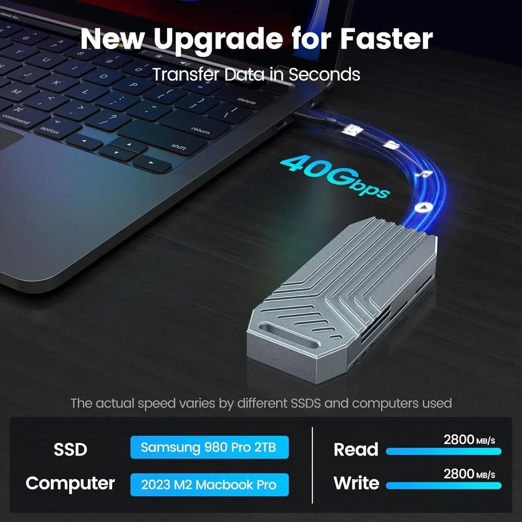 Aaryonics 40Gbps M.2 NVMe SSD Enclosure with Cooling Fan, TBE40Pro for M1/M2 Pro/Max, Compatible with USB4/3.2/3.1/3.0/2.0, SSD Size 2280 B+M M-Key, Upgrade Your MacBook Storage with Aaryonics 40Gbps SSD Enclosure, AN-TBE40PRO view 2