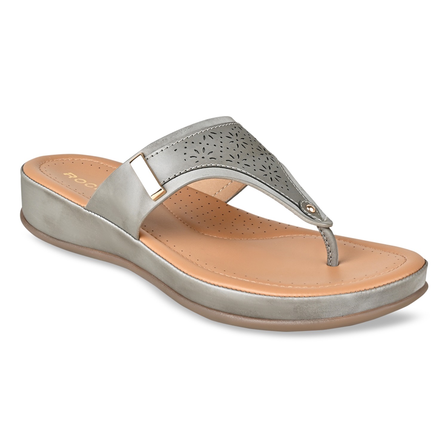 Grey Women Laser Cut Comfort Flats view 2
