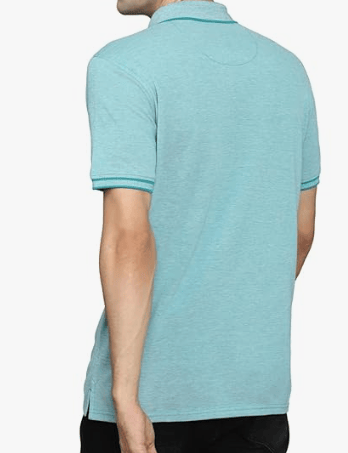 Men's Light Blue Polo T-Shirt with Contrast Collar & Sleeve Trim view 2