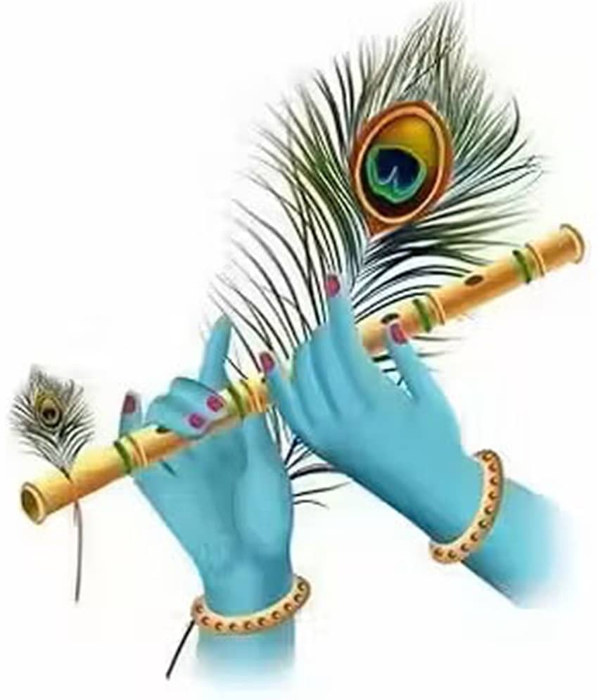 Krishna Flute in Hands Vinyl Wall Sticker for Living Room Self Adhesive Sticker (Pack of 1) view 2