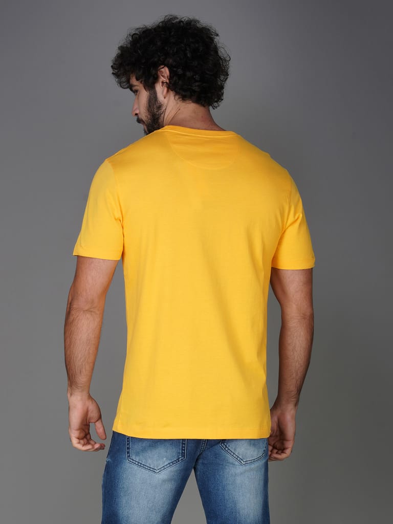 Men's Casual Cotton Jersey Tee-European Fit Yellow view 2