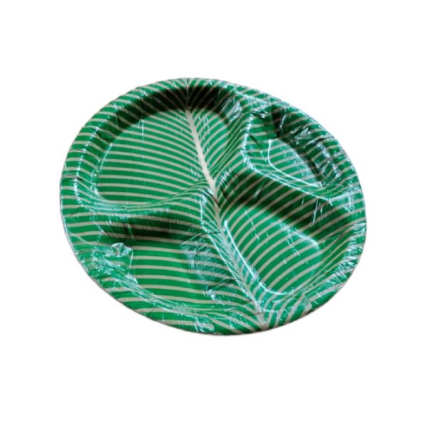 Banana Leaf Round Divided Plate 20 Pcs