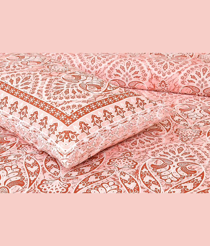 CLOTHORO Cotton 1 Double King Bedsheet with 2 Pillow Covers ( Maroon ) view 2