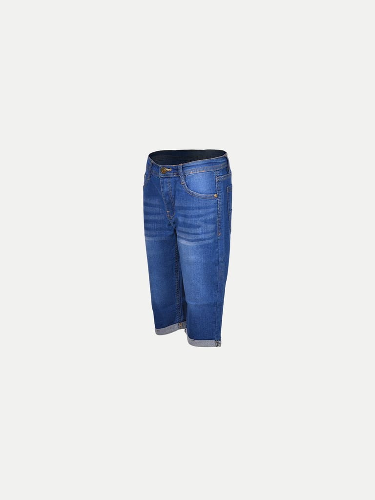 Teen Boys Light Blue Washed Denim Bermudas view 2