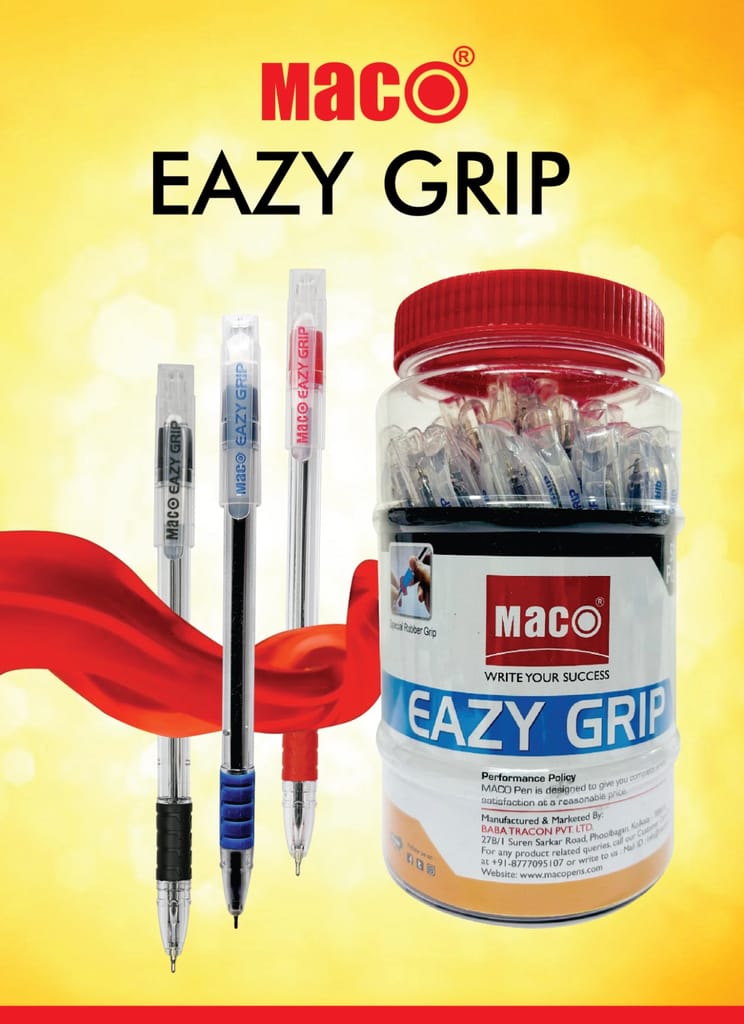 Maco Eazy Grip Ballpoint Pens Jar of 50 |Special Rubber Grip for a Comfortable Writing Experience| Pack of 50 (Ink- Blue ) view 2
