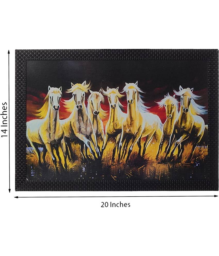 eCraftIndia Black & Yellow Lucky Running Horses UV Wall Art view 2