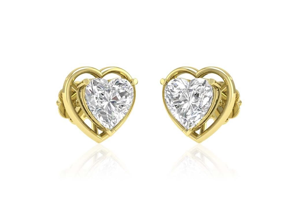 Gold Aureole Heart Ear Studs view 2