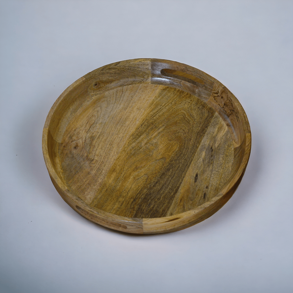 Wooden Round Shape Trey Natural Finish For Home Using / Serving Trey ( 13x13x2 ) view 2