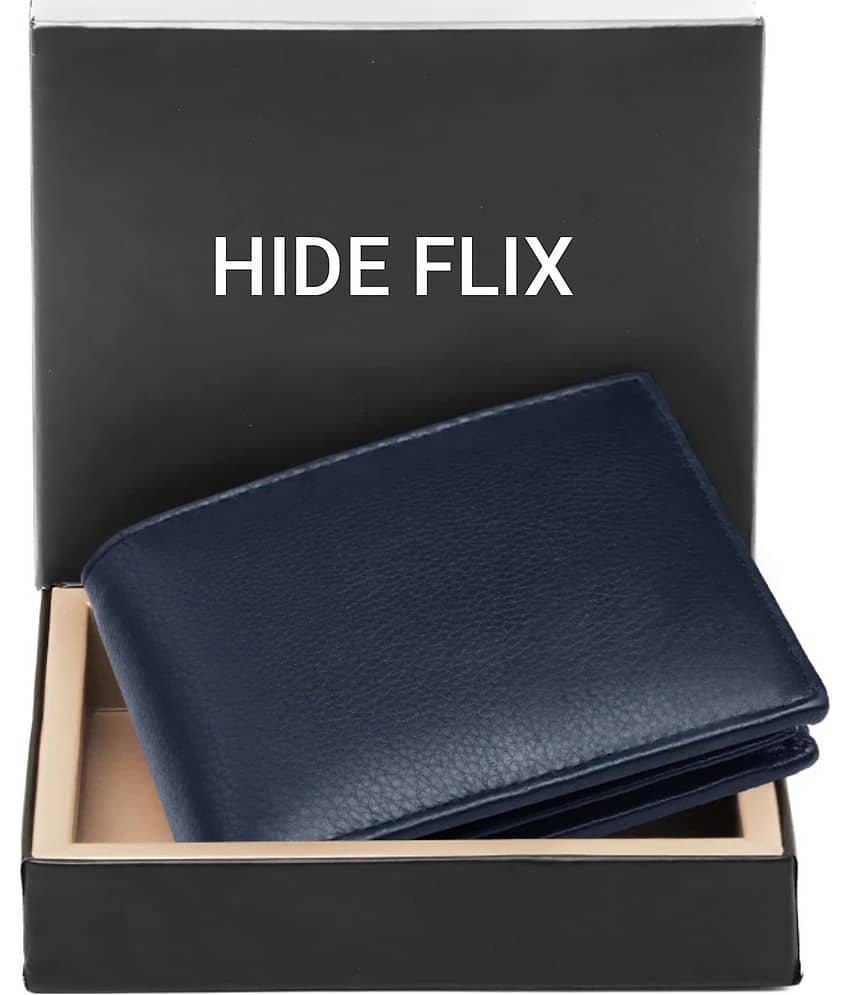 HIDEFLIX Leather Solid Men's Regular Wallet With 8 Slots For Card ( Blue , Pack of 1 )
