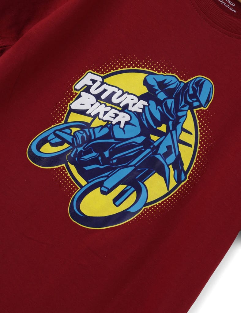 Boys T shirt Cotton Winery Red Future Biker view 2