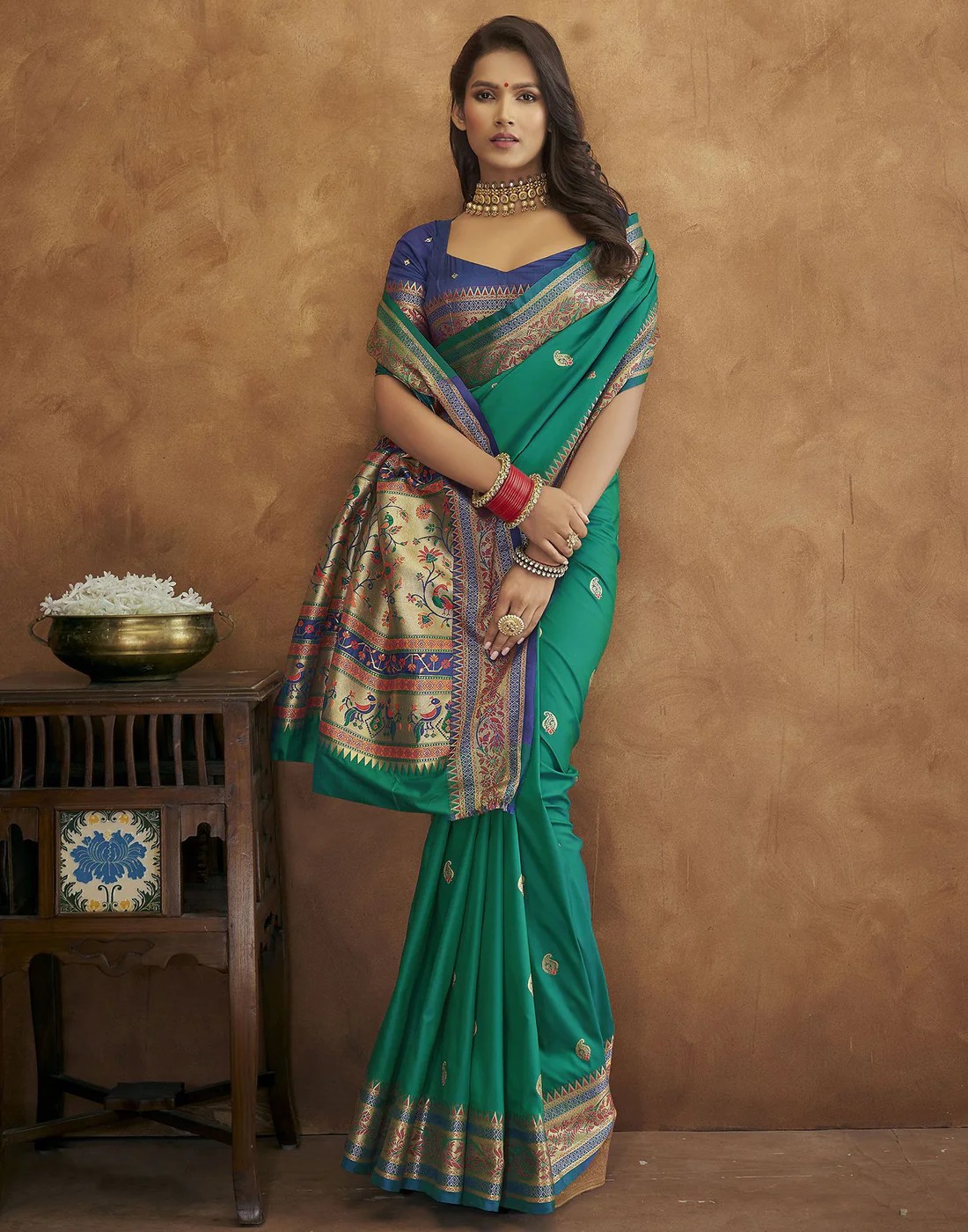Soft Paithani silk saree with Meenakari weaw... view 2