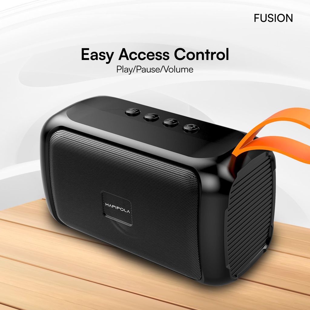 HAPIPOLA Bluetooth Speaker Fusion Immersive Audio | Good Bass | Light Weight 5 Hours Playback | Playback Control AUX, USB, TF Card | Upto 10m Range Hands-Free Calls | Micro Interface view 2