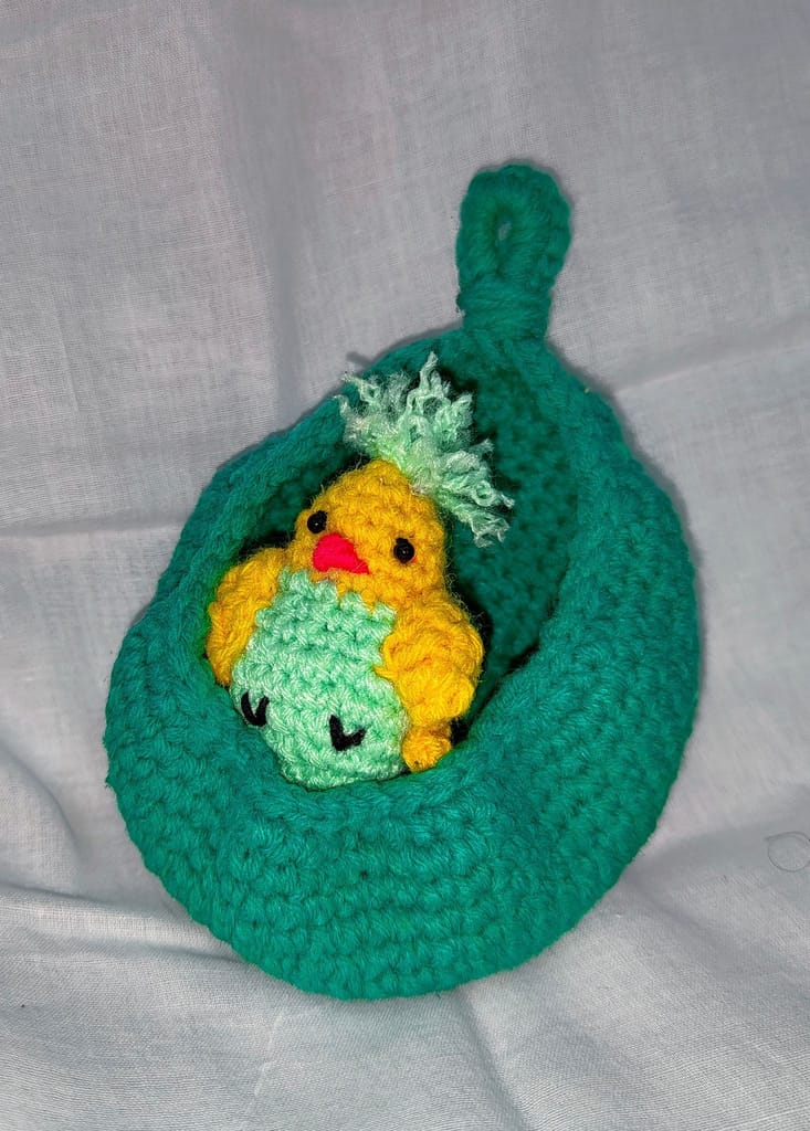 Adorable Crochet Chick in a Nest Ornament view 2