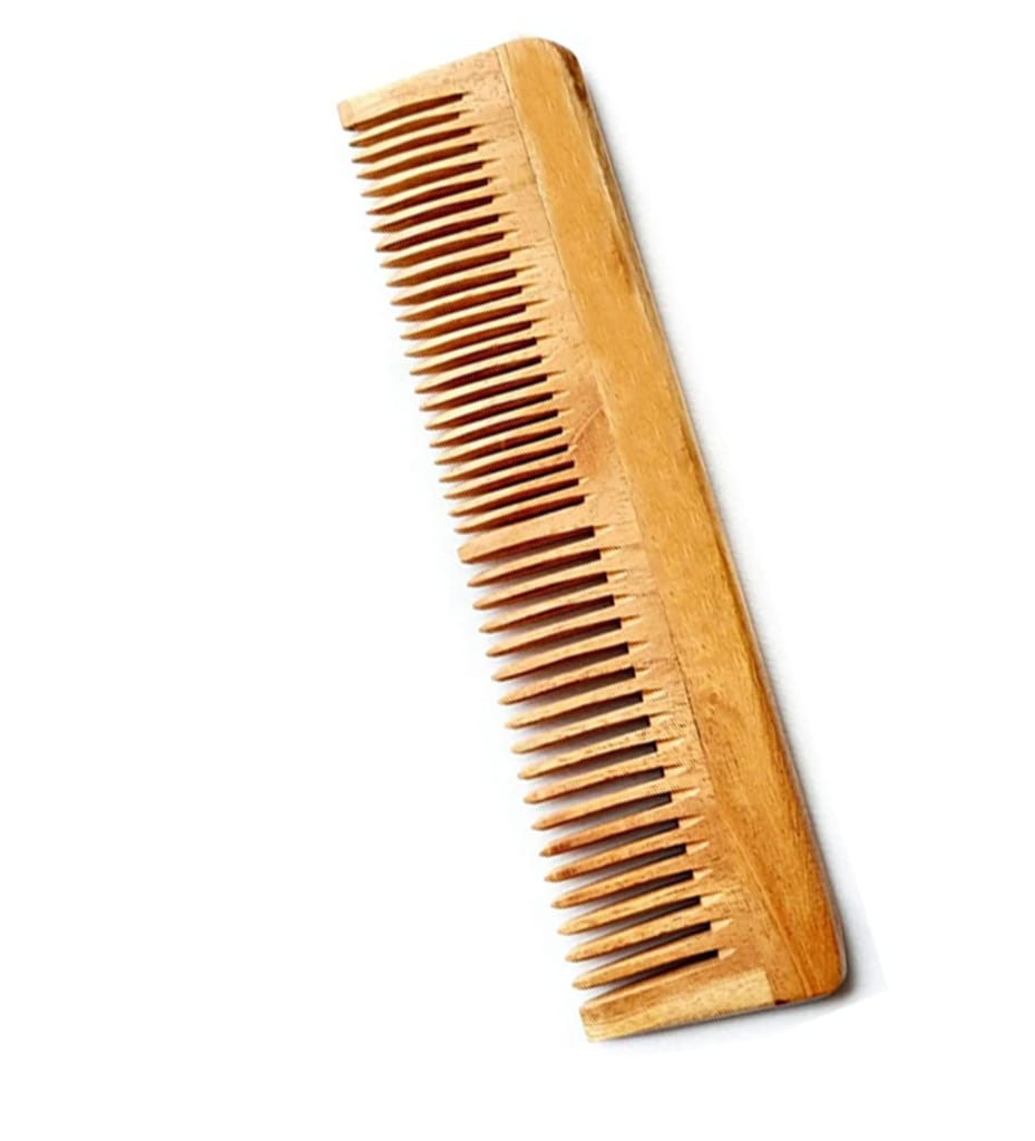 Kacchi Neem Wood Comb - Regular for Mens & Womens Dual Teeth | Handmade| Pure Neem Wood | Comb for Detangle view 2