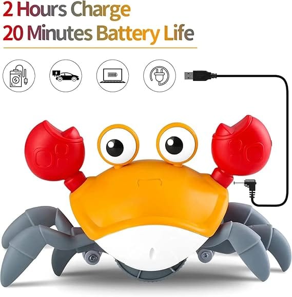 Crawling Crab Infant Tummy Time Toys | Kids Electronic Musical Light up Toy with Automatically Obstacle Avoidance Induction view 2