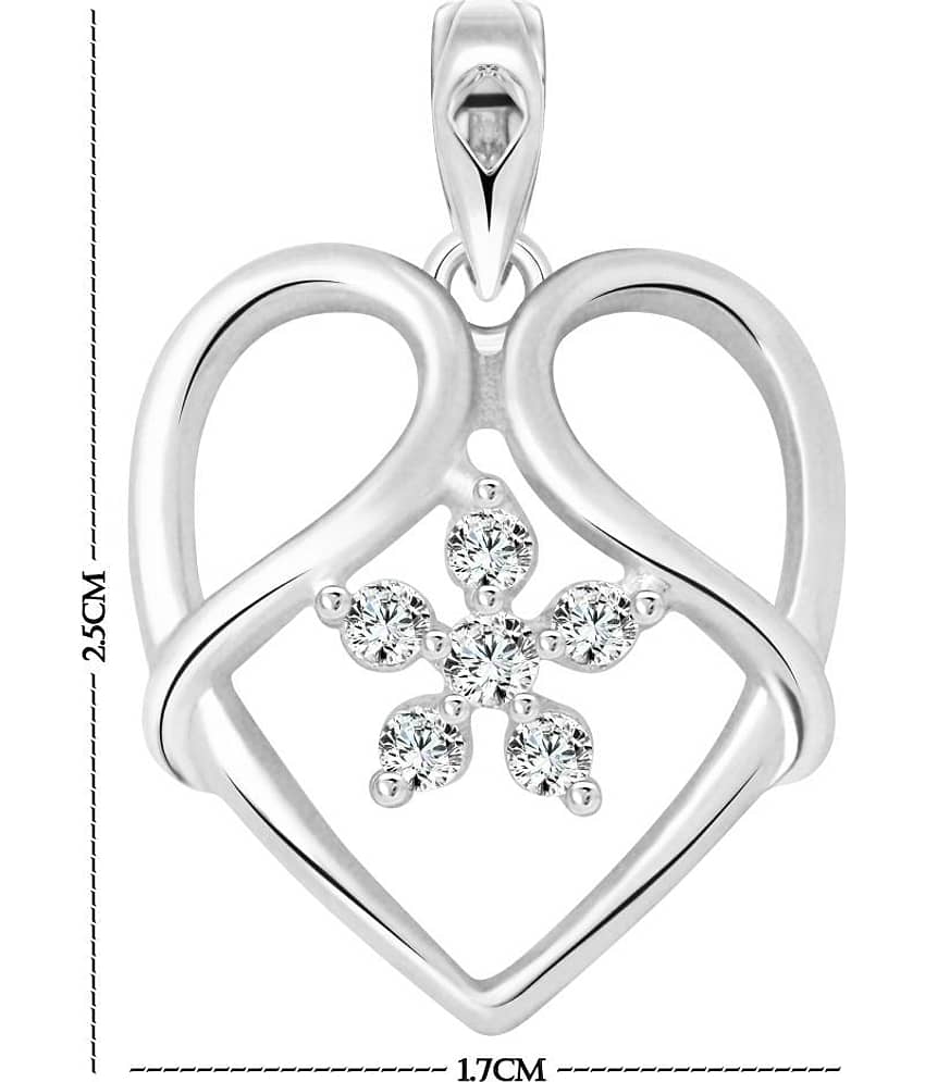 Vighnaharta Star Flower Heart CZ Rhodium Plated Alloy Pendant with Chain for Girls and Women - [VFJ1207PR] view 2