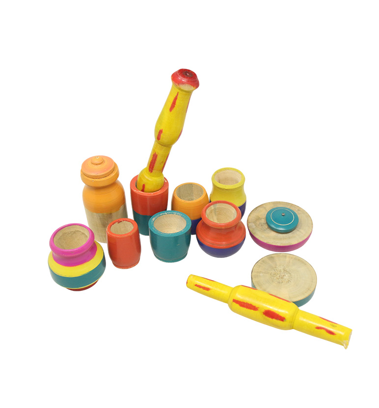 Handcrafted Lacquerware Wooden Kitchen Set view 2