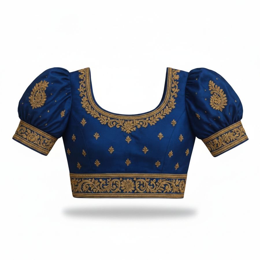 Women's Embroidered Blue Ethnic Blouse view 2