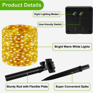 SAHAPECT Solar LED Light, 200 LED 22 Mtr Long, Warm White Lights,Copper Wire, String Fairy LED Light Lamp view 2