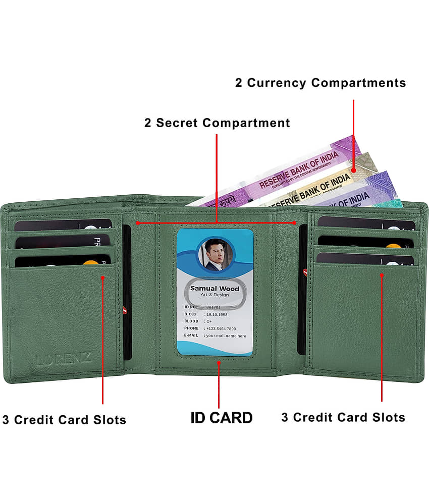 Lorenz Green 100% Leather Men's RFID Wallet ( Pack of 1 ) view 2