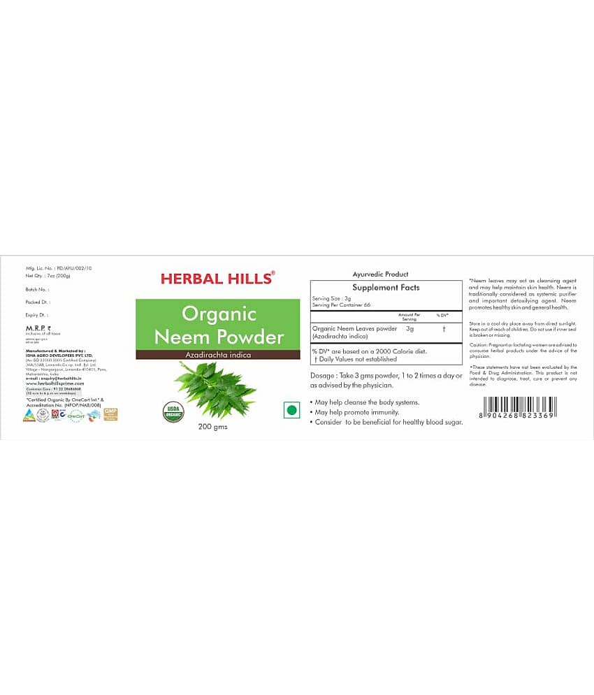 Herbal Hills Organic Neem Powder 200 gm Pack of 2 view 2