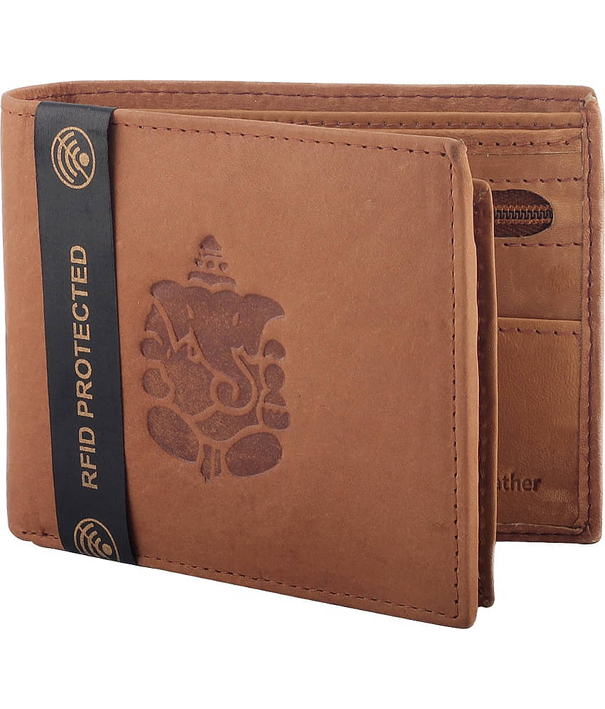 Hidelink 100% Leather Engraved Men's Regular Wallet With 7 Slots For Card ( Brown , Pack of 1 )