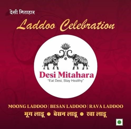 Desi Mitahara's Desi Mitahara Healthy Laddoo Pack - Moong, Besan, Rava - Traditional Indian Sweet - Purely Homemade - 480g Pack - No Artificial Colours- Suitable for All Ages