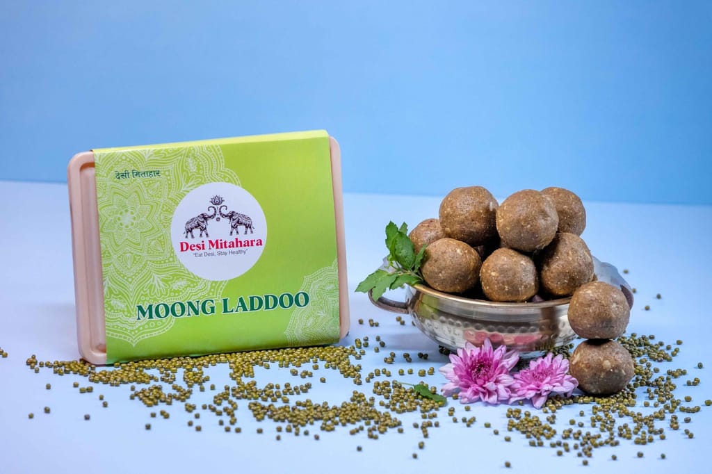 Desi Mitahara's Desi Mitahara Healthy Laddoo Pack - Moong, Besan, Rava - Traditional Indian Sweet - Purely Homemade - 480g Pack - No Artificial Colours- Suitable for All Ages view 2