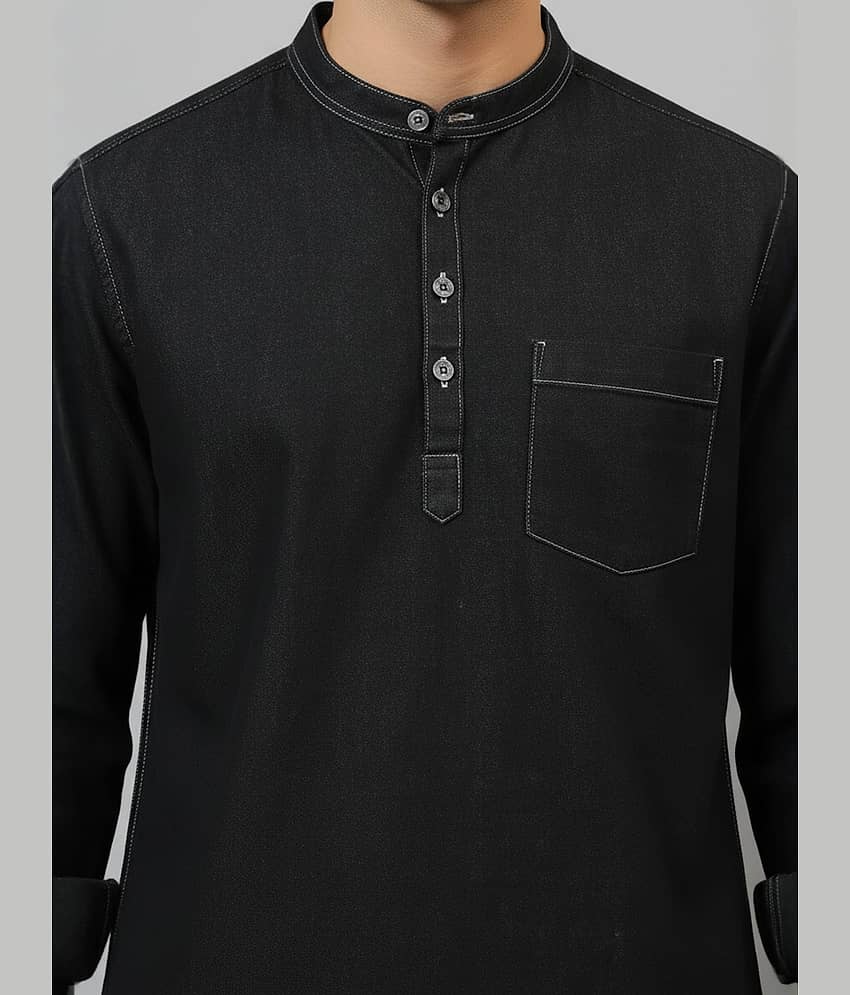 plounge Denim Regular Fit Solids Full Sleeves Men's Casual Shirt - Black ( Pack of 1 ) view 2